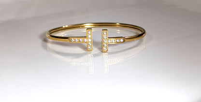 Bracelet en T en acier inoxydable plaqué Or 18K