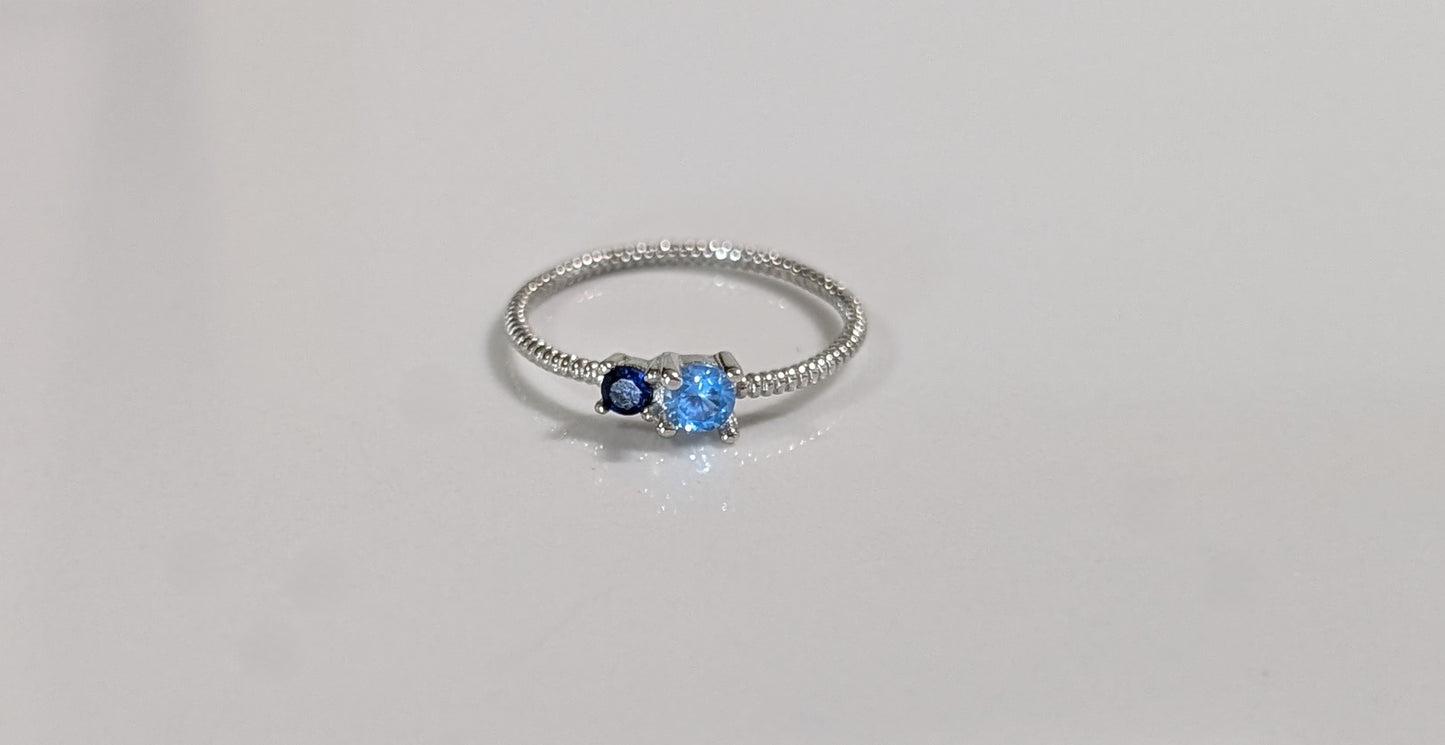 Bague Argent 925 avec pièrre bleue - Garantie à vie