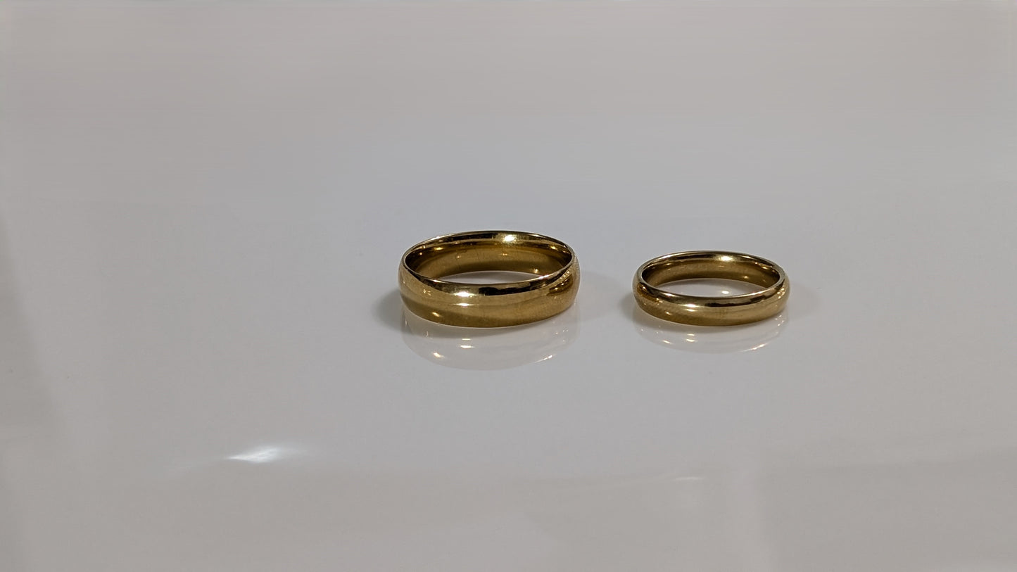 Bague pour couple unisexe poli en acier inoxydable plaqué Or 18K