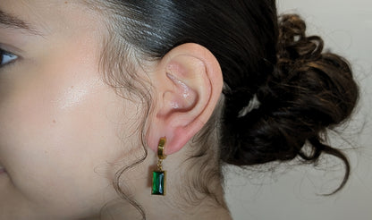 Boucles d'oreilles émeraude verte