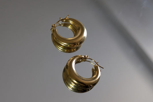 Boucles d'oreilles créoles en acier inoxydable plaqué Or 18k