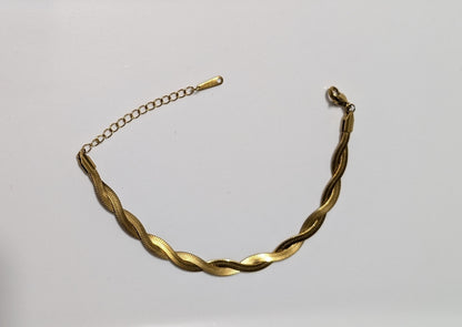 Bracelet tressé acier inoxydable plaqué or 18k