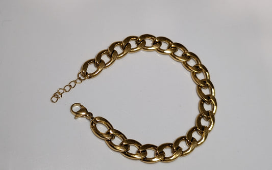 Bracelet Cuban en acier inoxydable plaqué or 18k 6mm