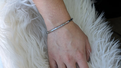 Bracelet bambou en acier inoxydable plaqué Or ou Couleur Argent - Unisexe