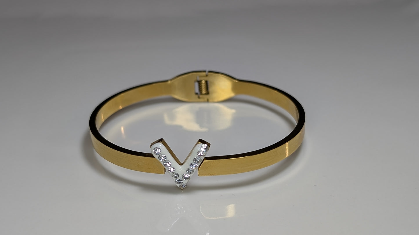 Bracelet V avec Zircon noir