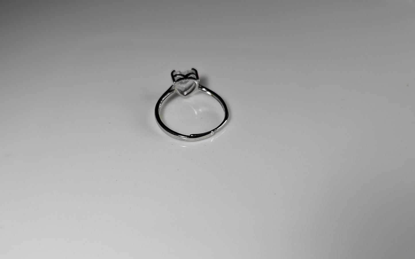 Bague coeur transparent acier inoxydable plaqué couleur Argent