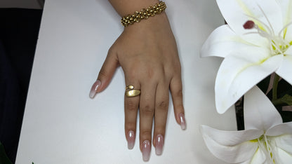 Bague ouverte épaisse au design oval en acier inoxydable