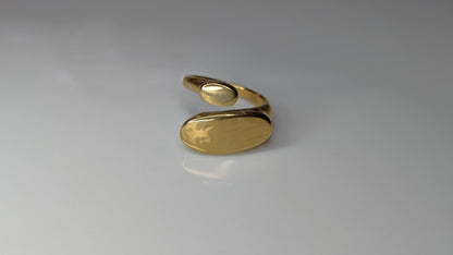 Bague ouverte épaisse au design oval en acier inoxydable
