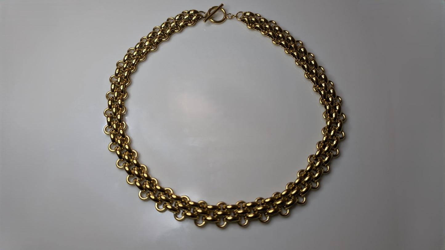 Collier à maille entrelacée en acier inoxydable plaqué Or 18K