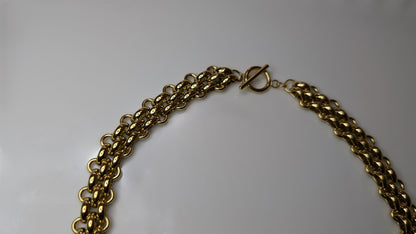 Collier à maille entrelacée en acier inoxydable plaqué Or 18K