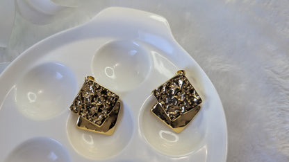 Mosaïque Dorée - Ensemble de Bijoux Carrés Texturés Superposés en Acier Inoxydable