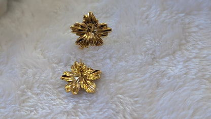Éclat Tropical - Ensemble de Bijoux Fleur en Acier Inoxydable Doré