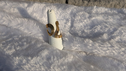 Bague Ouverte Ondulée en Acier Inoxydable Doré