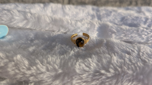Bague Œil-de-Tigre Dorée en Acier Inoxydable