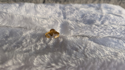 Bague Œil-de-Tigre Dorée en Acier Inoxydable