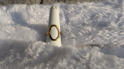 Gold Stainless Steel Open Oval Ring - Minimalist Elegance