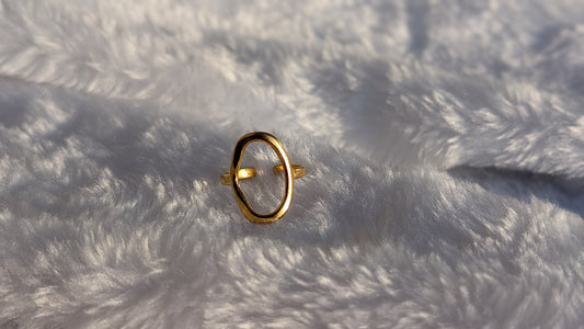 Bague Ovale Ouverte en Acier Inoxydable Doré - Élégance Minimaliste