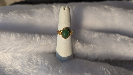 Bague Émeraude vert en Acier Inoxydable Doré