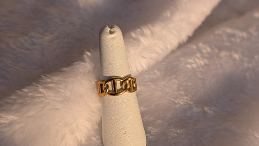 Bague à Maillons Entrelacés en Acier Inoxydable Doré