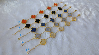Collection de Bracelets Élégants à Breloques Trèfle – Finition Plaqué Or 24K